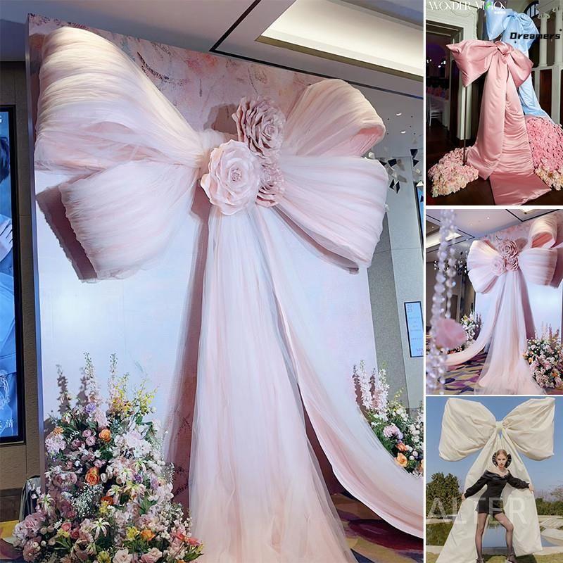 대형 리본 대왕 선물 촬영 상가 생일 장식 새차 파티 핑크 리본 60cm 폭 1.5m 길이 - 상세 이미지 2