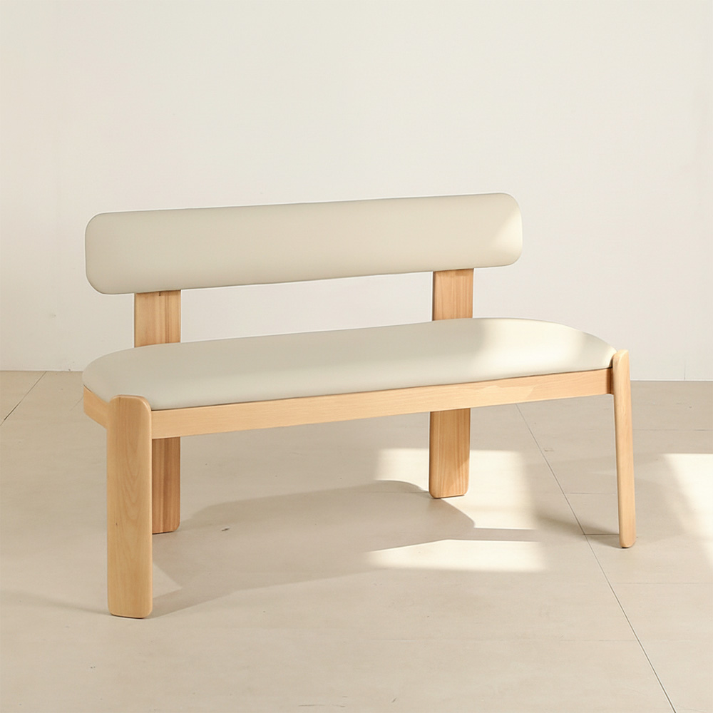 스코나 네브라 애쉬원목 가죽 2인 식탁 벤치 의자