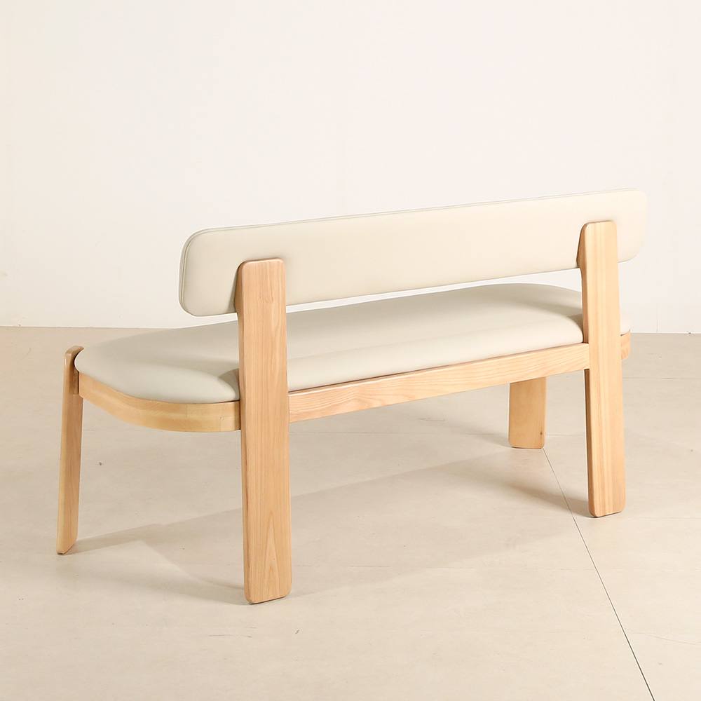 스코나 네브라 애쉬원목 가죽 2인 식탁 벤치 의자