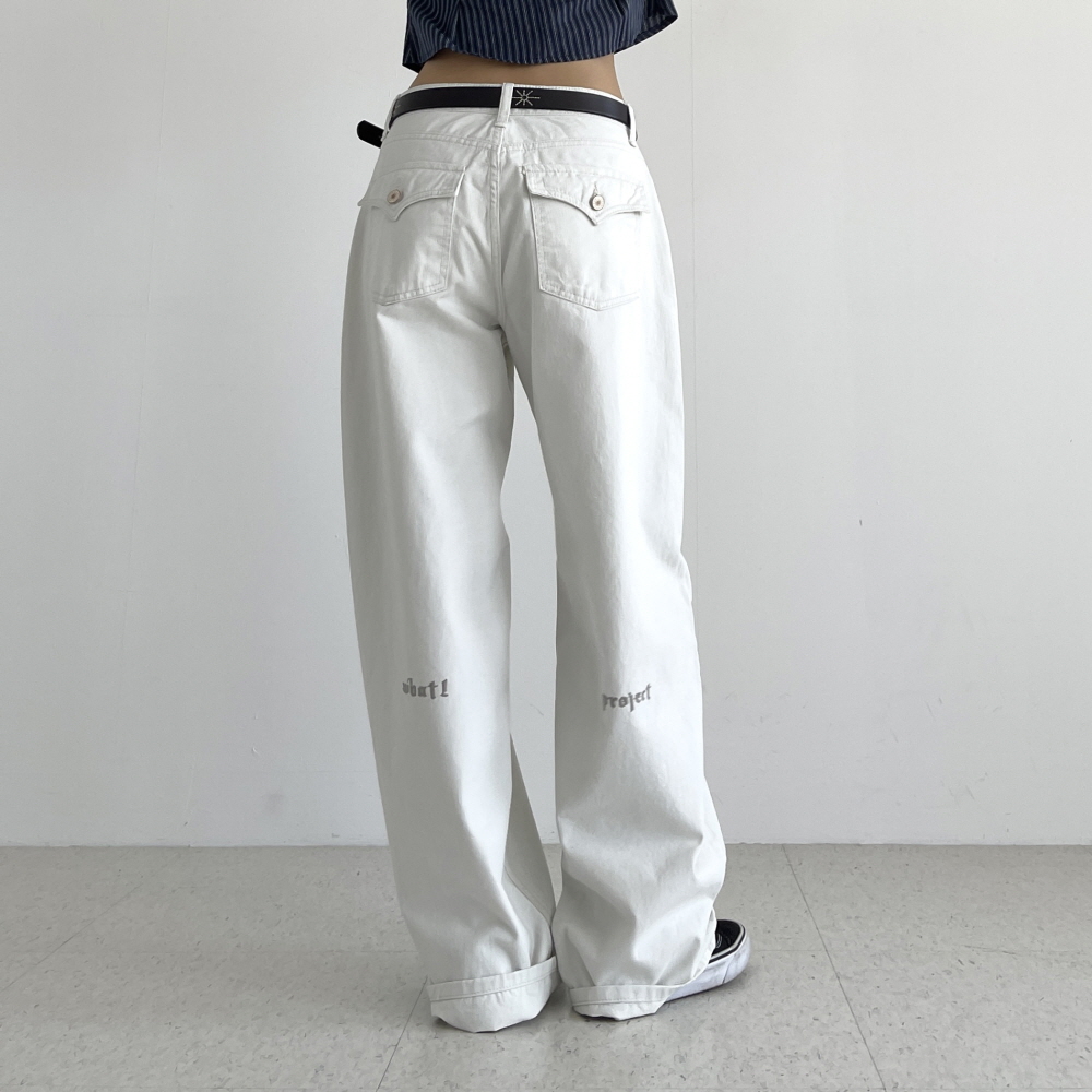 여성 와이드팬츠 가을 겨울 화이트 브라운 블랙 벨벳 벌룬핏 통 면바지 벨로아 백포켓 - 상세 이미지 3