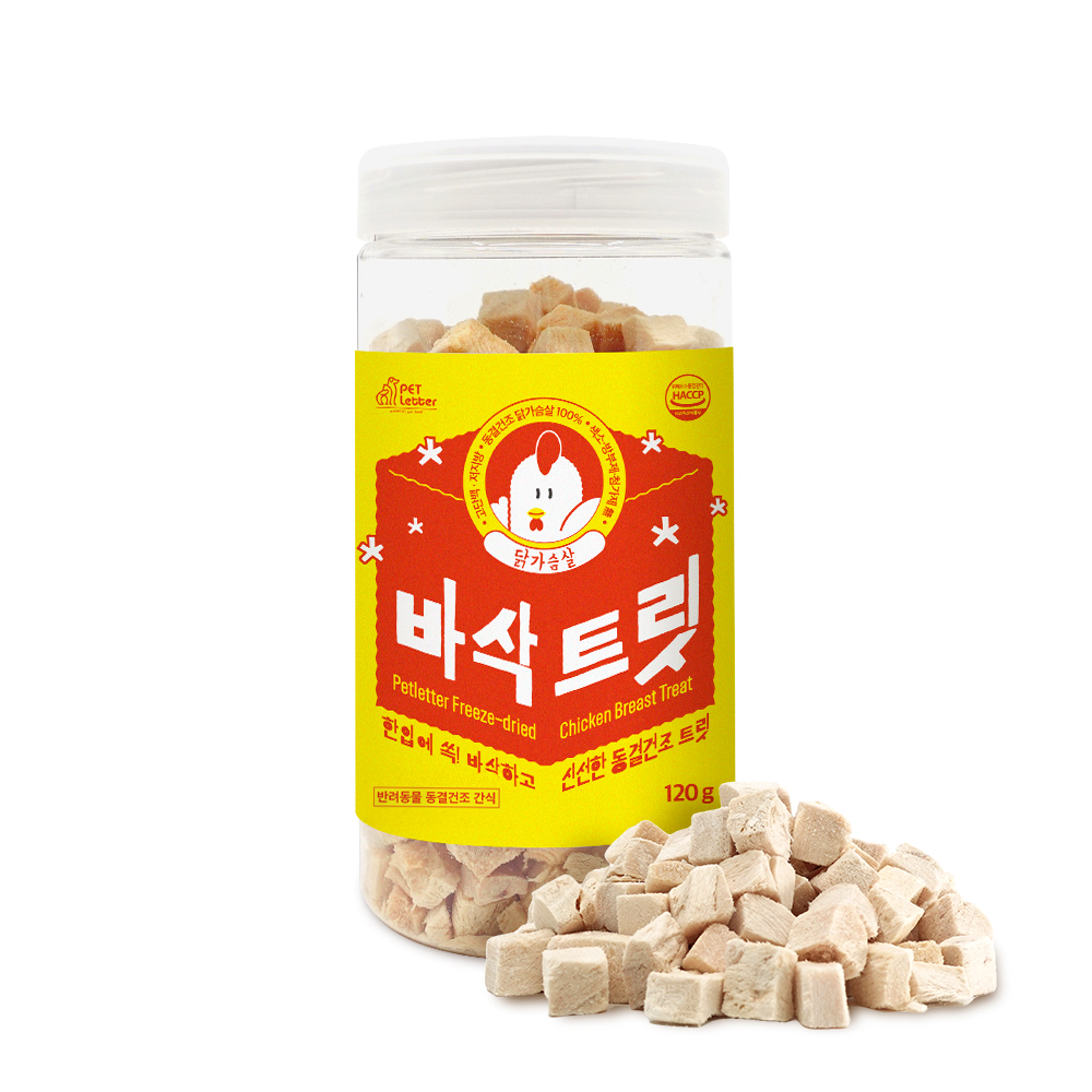 펫레터 바삭트릿 강아지 고양이 동결건조 간식 원물 100% 닭가슴살, 120g, 1개 - 메인 이미지