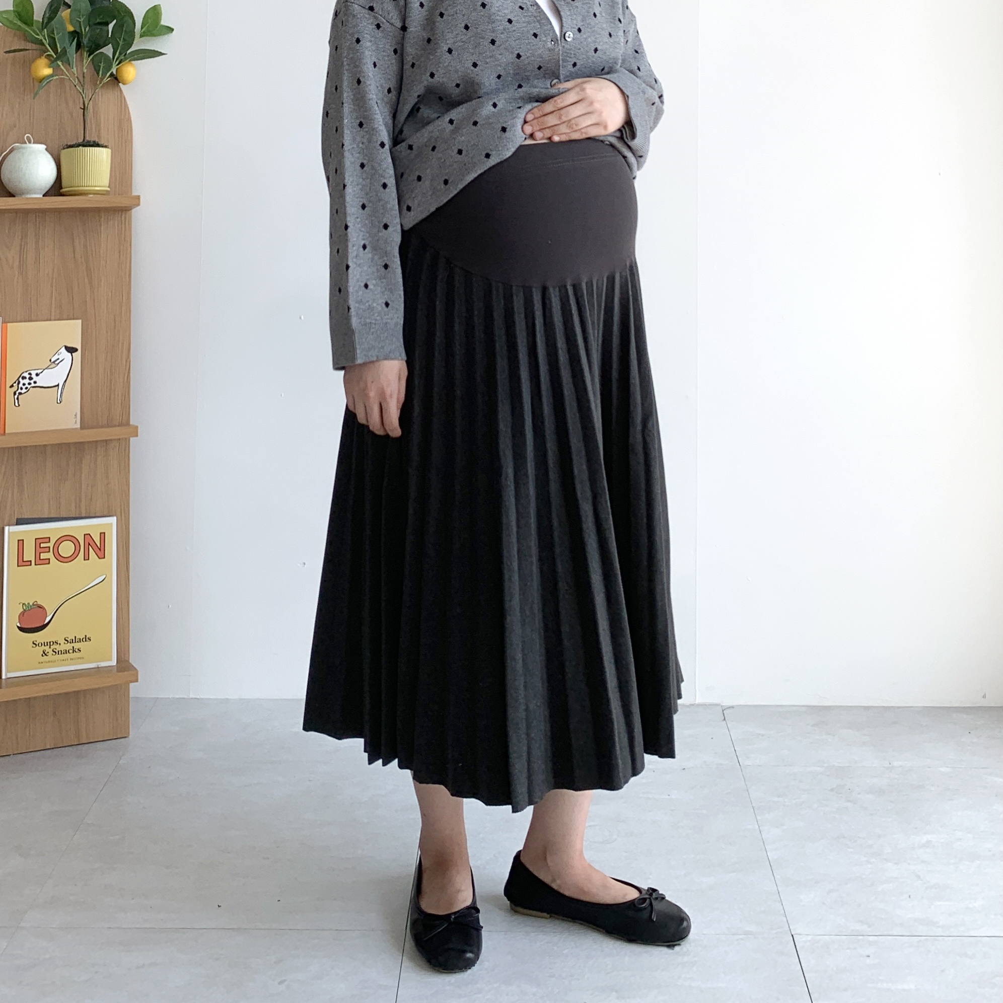 모직 주름 플리츠 임산부치마 임산부스커트 이미지 7