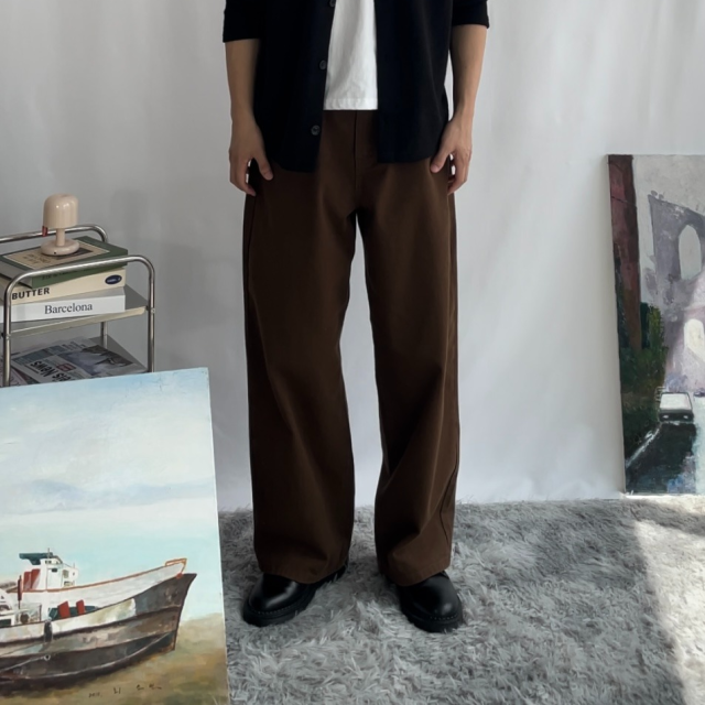 남자가을면바지 남자세미와이드팬츠 사계절 코튼팬츠 - 상세 이미지 3