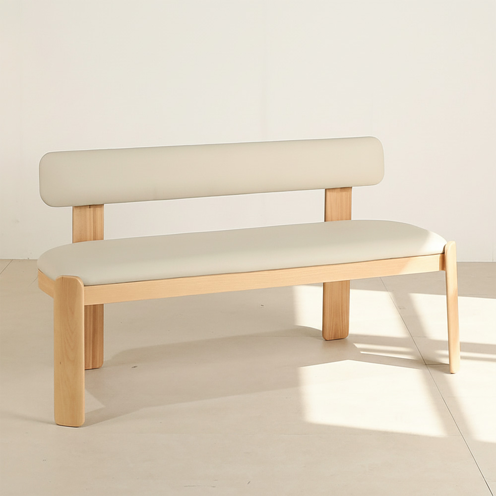 스코나 네브라 애쉬원목 가죽 3인 식탁 벤치 의자