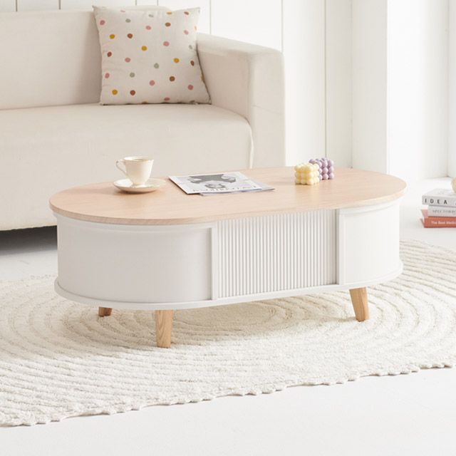 가구의서 화이트우드 템바보드 리프트업 테이블 1020