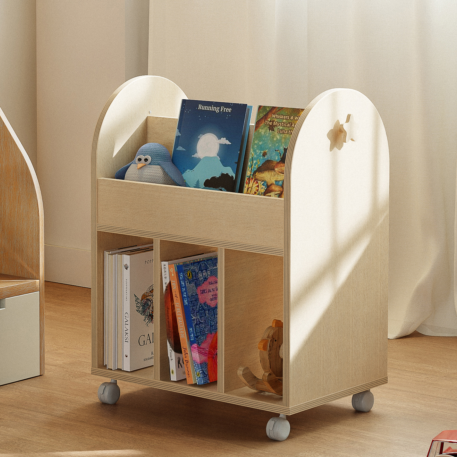 아기 책꽂이 전면 유아 책꽂이 아이 유아 북카트 E0