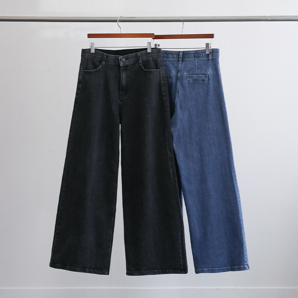 리벨르 와이드핏 데일리 밴딩 데님 팬츠 - 상품 이미지