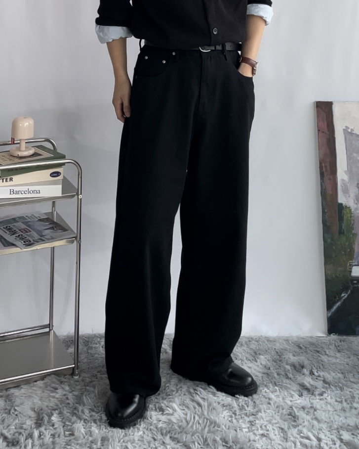 남자가을면바지 남자세미와이드팬츠 사계절 코튼팬츠 - 상세 이미지 4