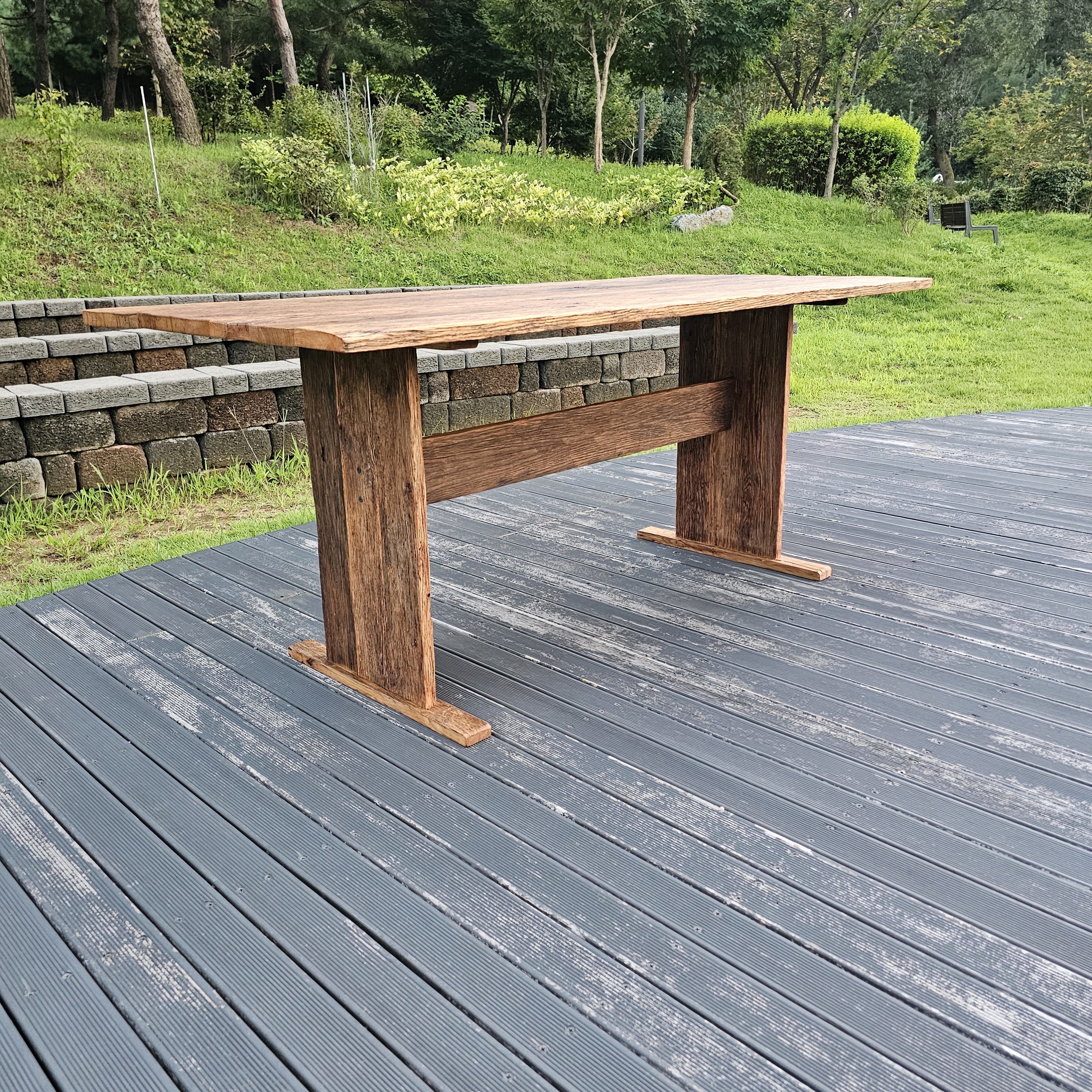 100년 이상 된  올드오크 빈티지 러스틱 엔틱 고재 테이블 식탁 주문제작