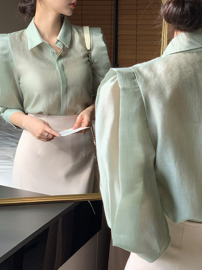 로에드 시스루 카라 블라우스 bs7556 - 상세 이미지 5