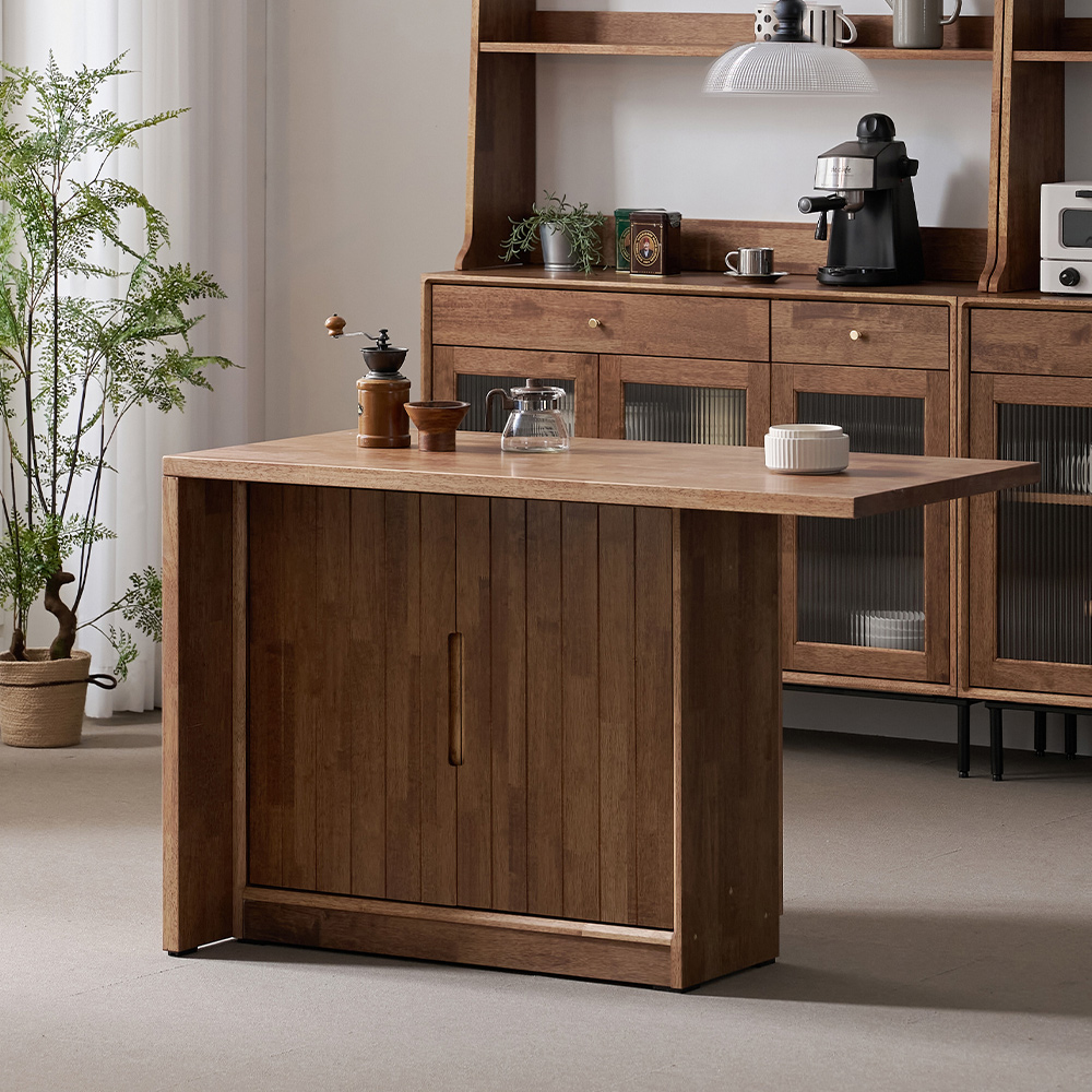 헤이즐 원목 수납 아일랜드 식탁 홈바 1200mm, 폭 700mm 월넛 GM519C