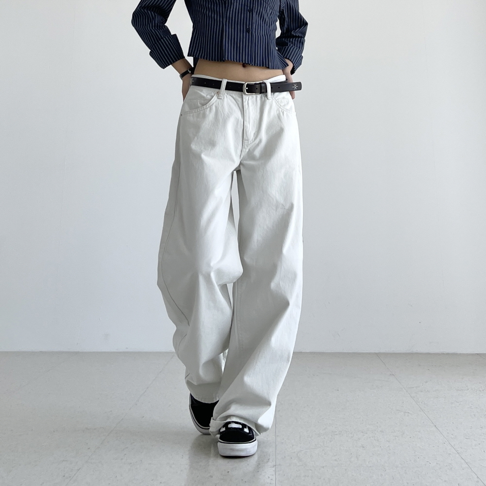 여성 와이드팬츠 가을 겨울 화이트 브라운 블랙 벨벳 벌룬핏 통 면바지 벨로아 백포켓 - 상세 이미지 2