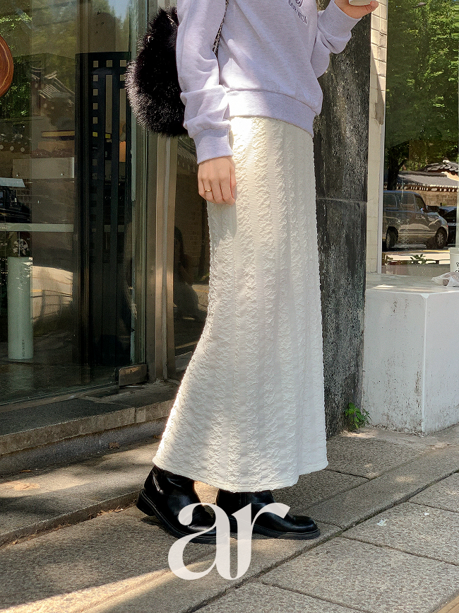 물결 레이스 H라인 롱 스커트 sk7453 - 상세 이미지 2