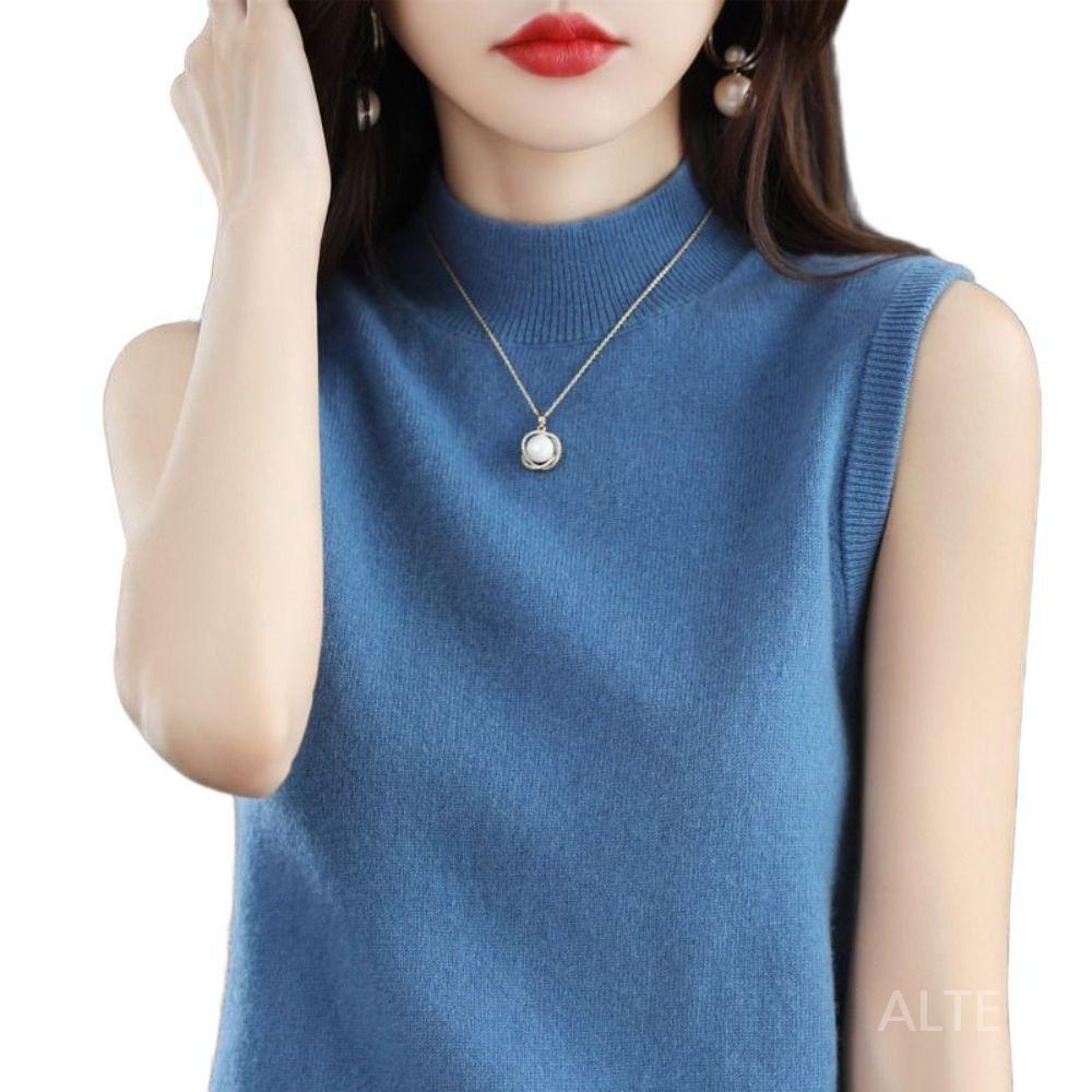 폴라 통기성 이너 모던 빅사이즈 패션 민소매 루즈핏 데일리 여성 티셔츠 베이지 S - 상품 이미지