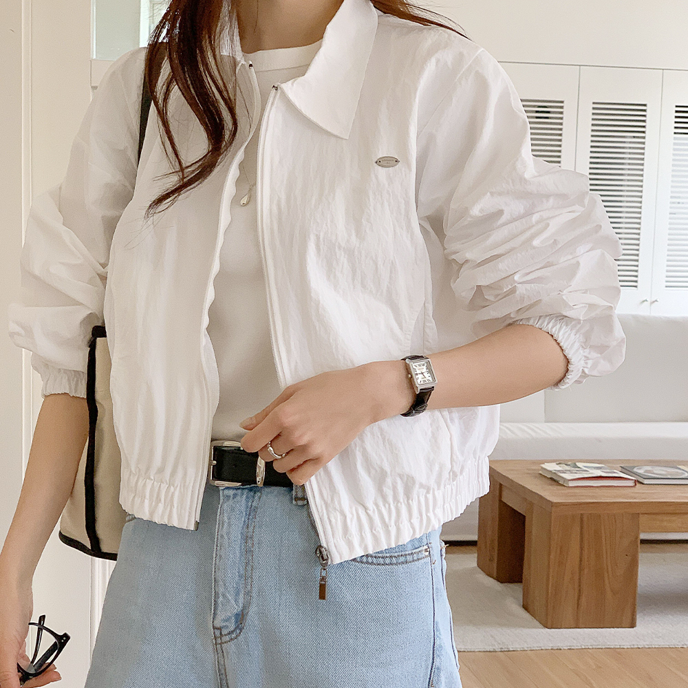 크롭바람막이 화이트 여자운동 가을 바람막이 - 상세 이미지 2