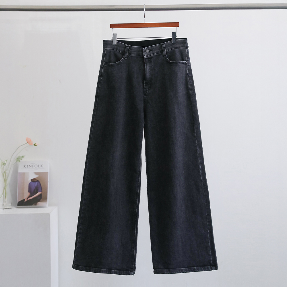 리벨르 와이드핏 데일리 밴딩 데님 팬츠 - 상세 이미지 2