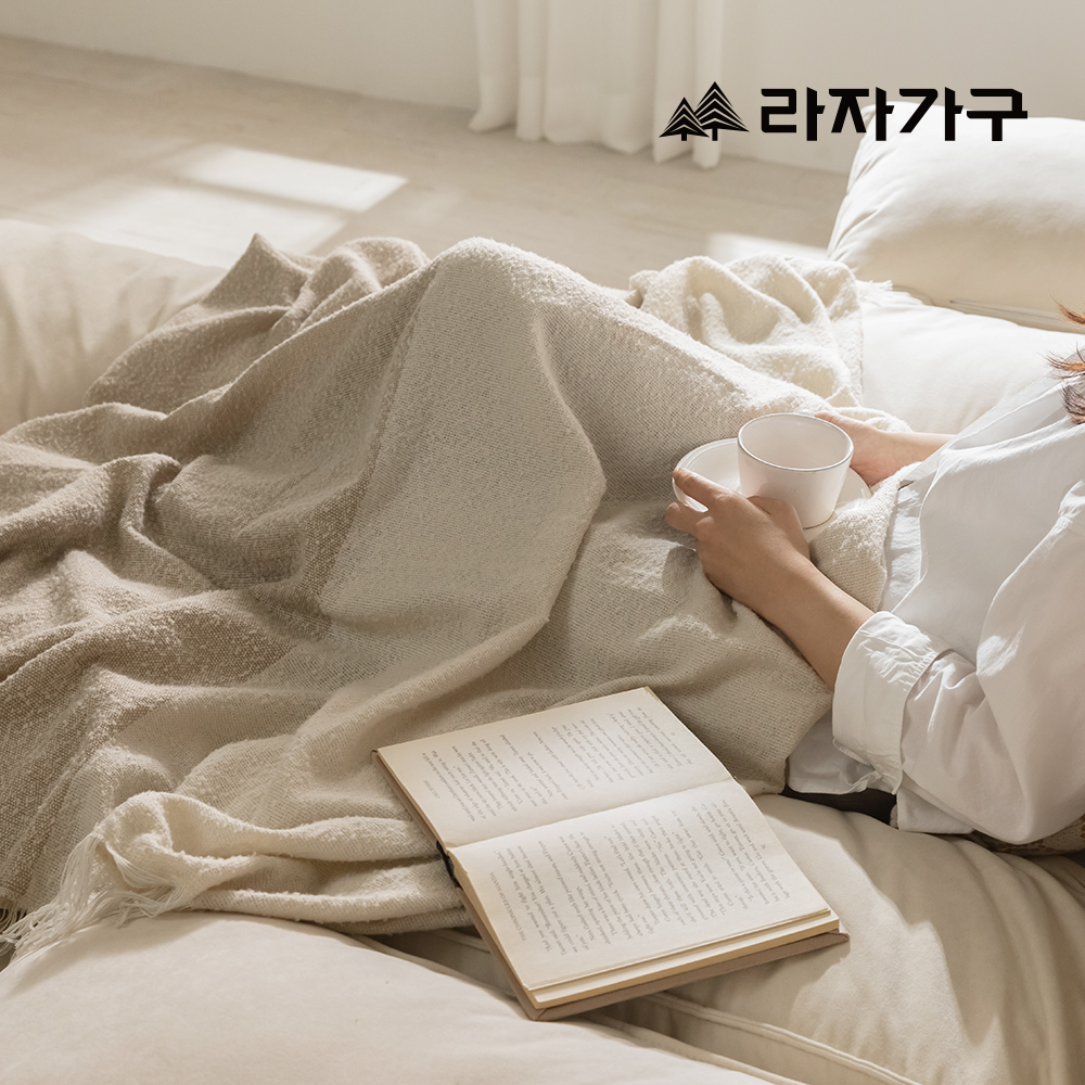 라자가구 플러피 워셔블 캐시미론 패브릭 소파 넓은 푹신한 거실 쇼파 스툴미포함, 아이보리, 4인용