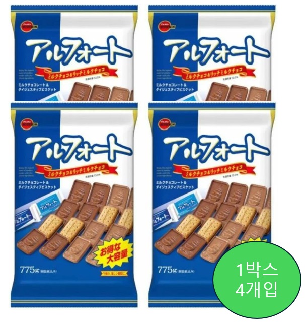 부르봉 알포트 알포토 초콜릿 775g 패밀리사이즈 봉지 패키징 1박스 4개입 - 상품 이미지