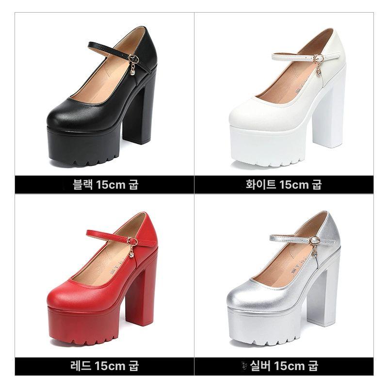 웨딩 하이힐 가보시 키높이 대회 통굽 화보 신부 셀프 촬영 피규어 킬힐 높은 본식 화이트 32 - 상세 이미지 2