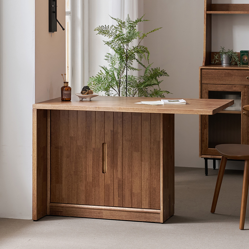 헤이즐 원목 수납 아일랜드 식탁 홈바 1200mm, 폭 700mm 월넛 GM519C