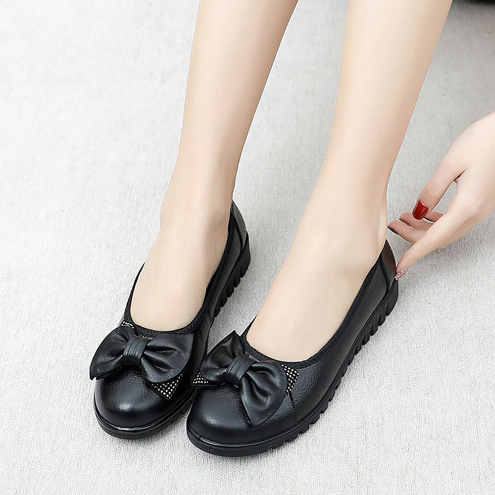 피카소 폭신 편안한 여성용 빅사이즈 소가죽 리본 큐빅 컴포트 구두 3cm 이미지 6