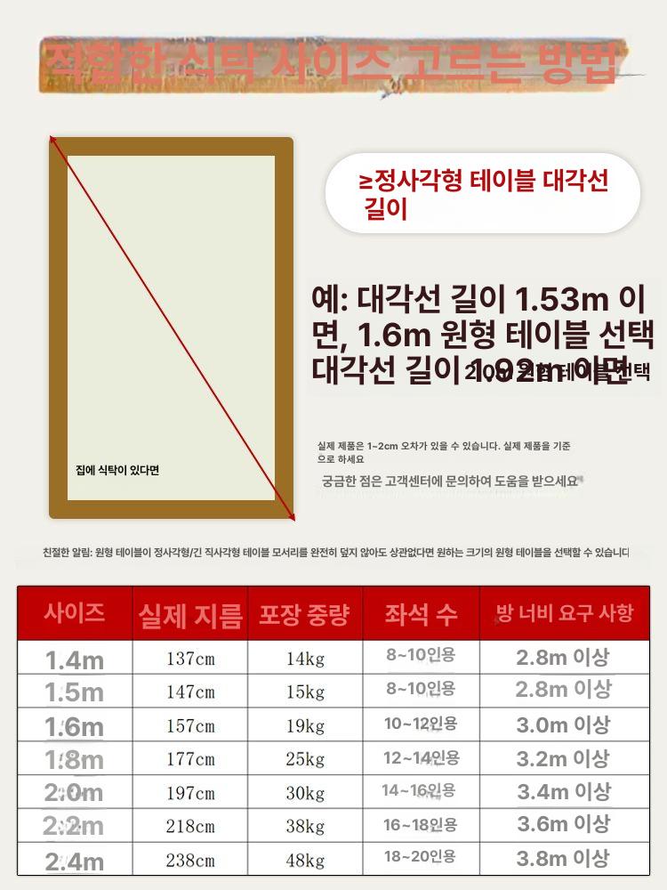 접이식 원탁 식탁 뷔페 식당 1600 테이블 상판 호텔 원형 1.5m 시더 우드 상판 접이식 - 상세 이미지 3