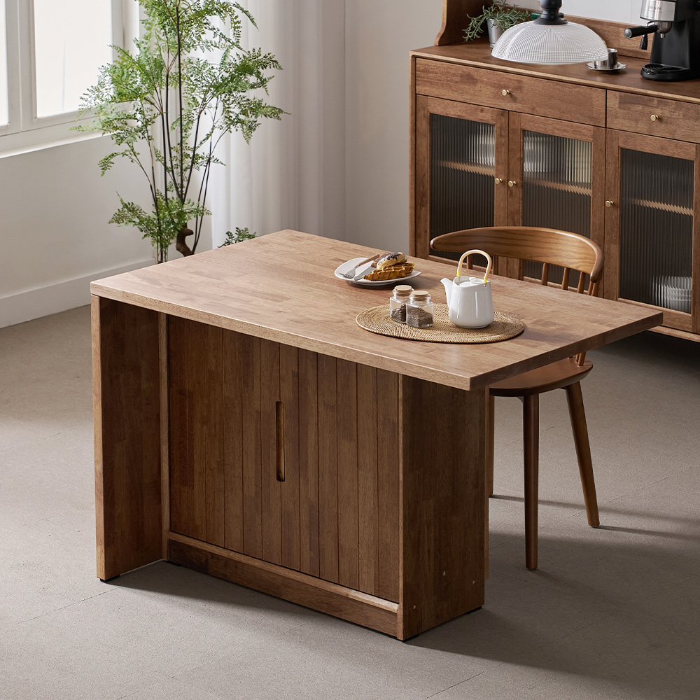헤이즐 원목 수납 아일랜드 식탁 홈바 1200mm, 폭 700mm 월넛 GM519C