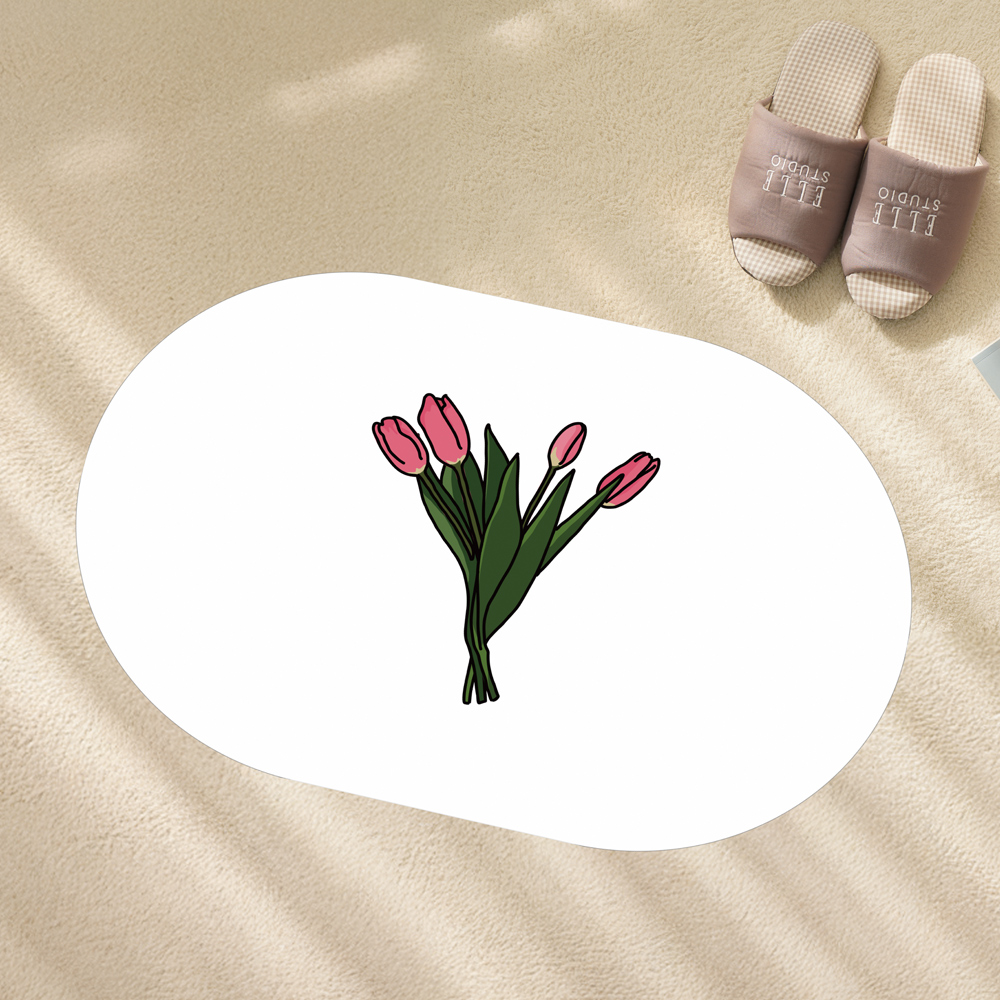 7세대 하이퍼규조토 발매트 화장실 욕실 주방 빨아쓰는 미끄럼방지 40x60cm 핑크튤립