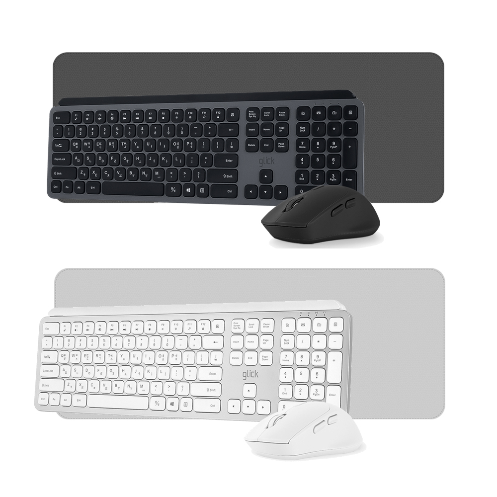 지클릭커 오피스프로 WMK20 인체공학 펜타 무선 키보드 무소음 마우스 세트 With PAD 화이트 - 상세 이미지 2
