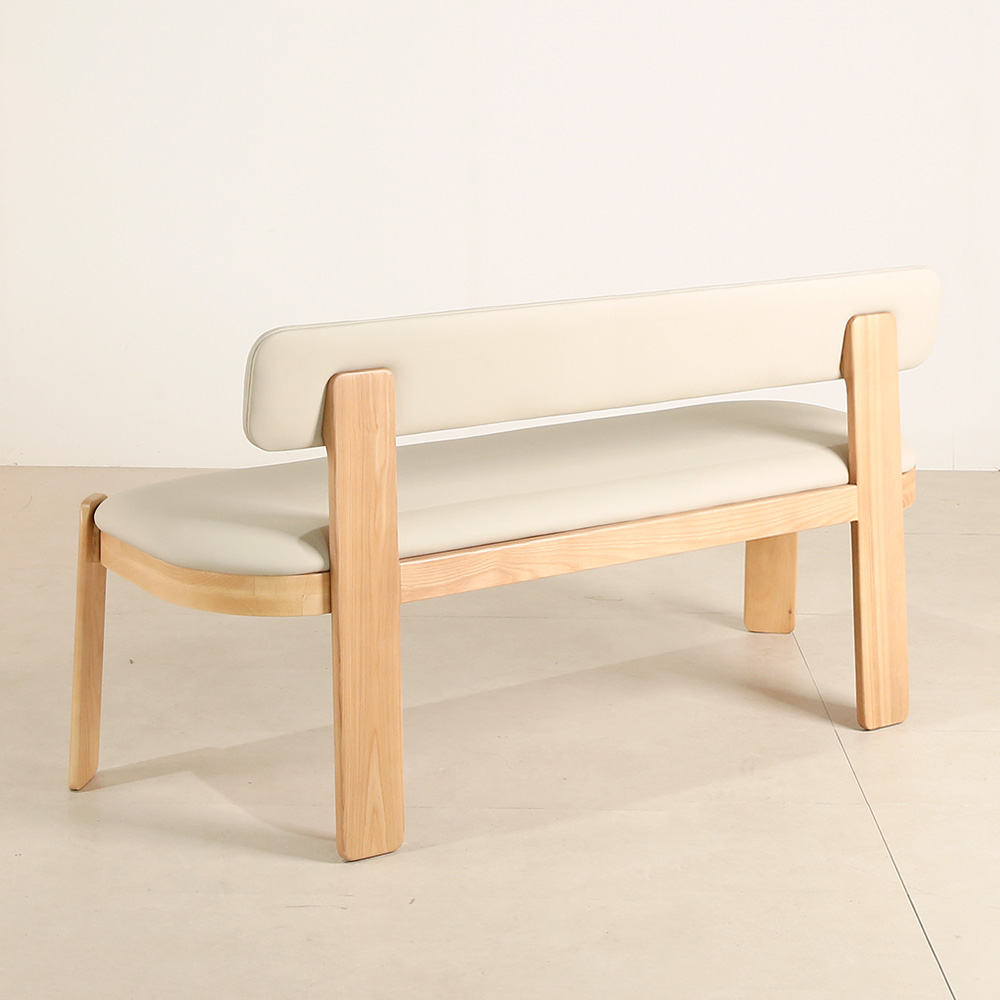 스코나 네브라 애쉬원목 가죽 3인 식탁 벤치 의자