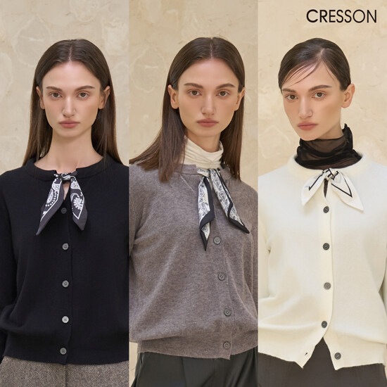 (백화점 동일!)25FW 크레송 스카프 니트 가디건 3종 - 상품 이미지