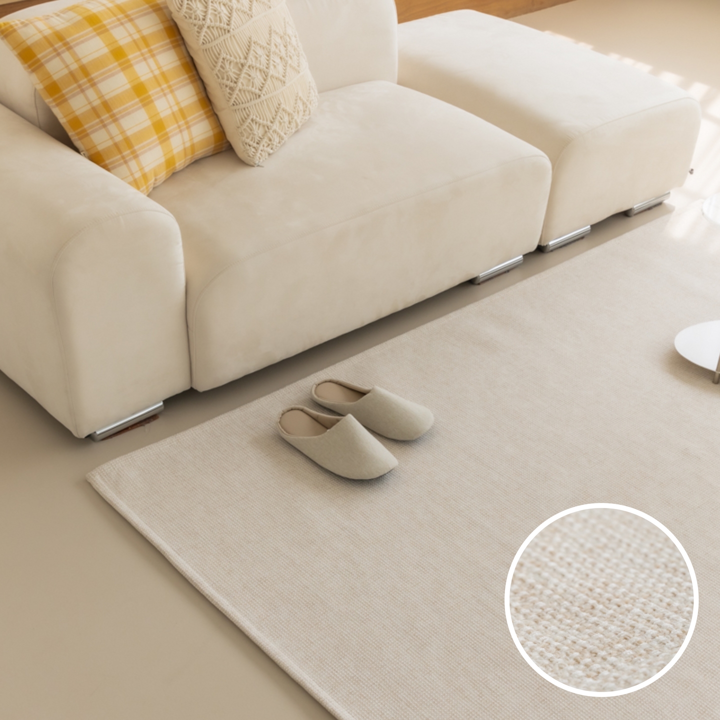 네추럴 방수러그 사이잘룩 대형 거실 식탁 카페트 크림베이지, 사각형 200x300