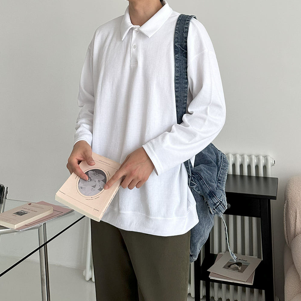 남자맨투맨 남성카라티 오버핏 커플 맨투맨