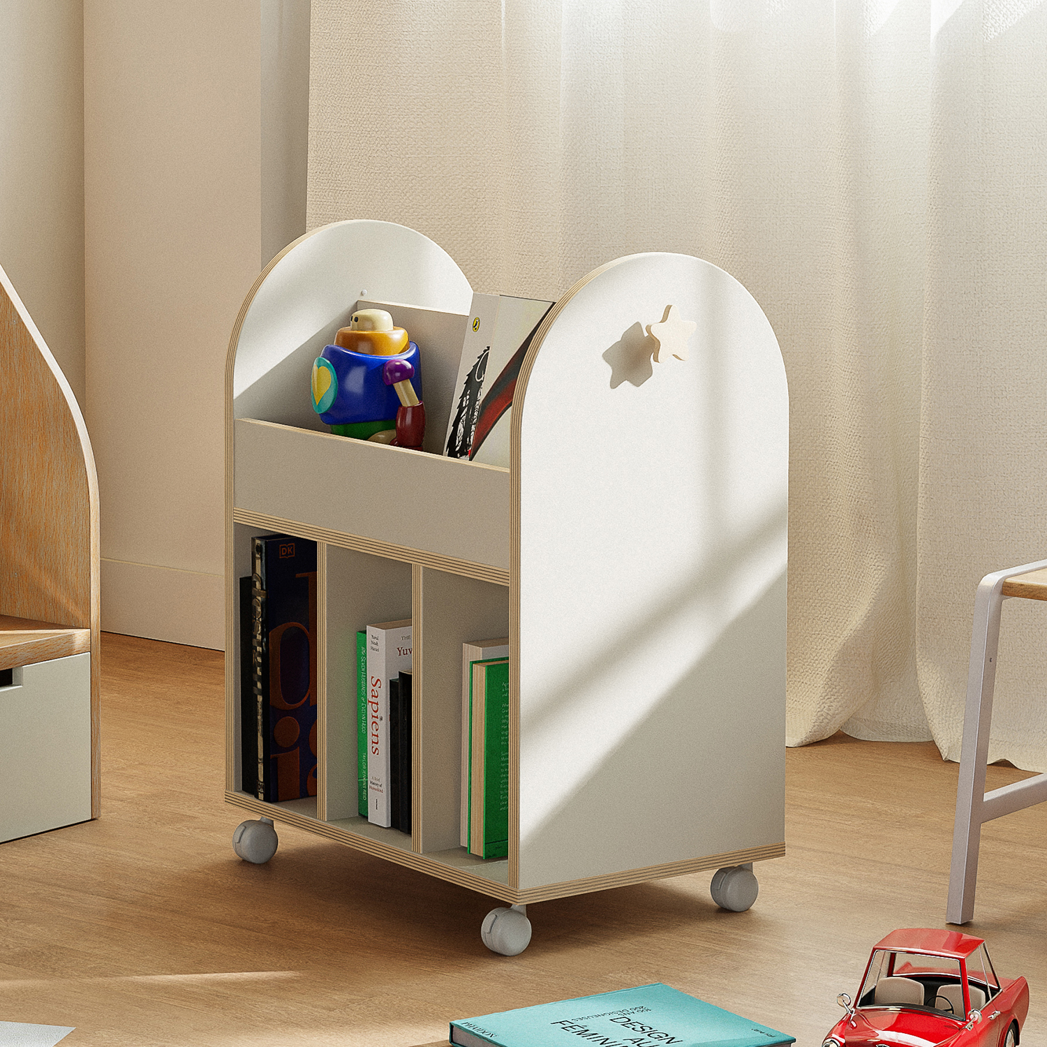 아기 책꽂이 전면 유아 책꽂이 아이 유아 북카트 E0