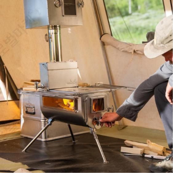 캠핑화목난로 펠렛 곤로 주물 소형 스테인리스 차박 접이식 - 상품 이미지