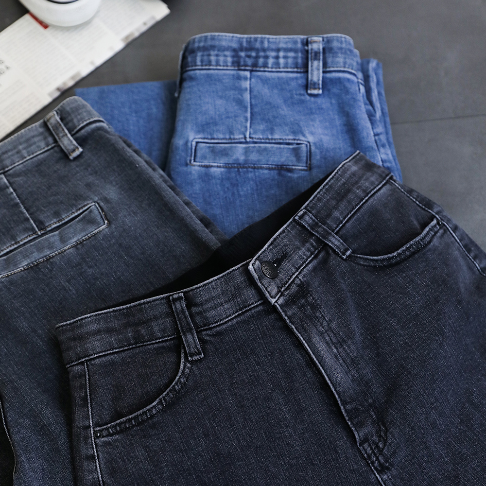 리벨르 와이드핏 데일리 밴딩 데님 팬츠 - 상세 이미지 4