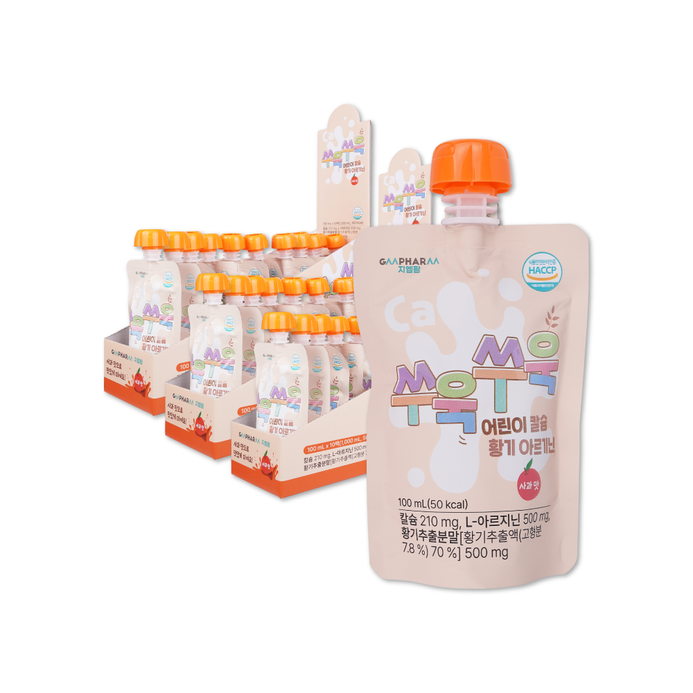 [30팩] 쑤욱쑤욱 성장기 어린이 칼슘 황기 아르기닌 사과맛 포도맛 - 상세 이미지 2