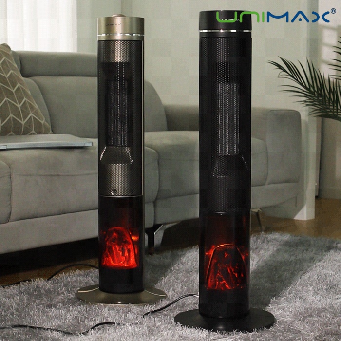 PTC온풍기 거실난방기 불멍프레임 원형 일자형 온풍히터