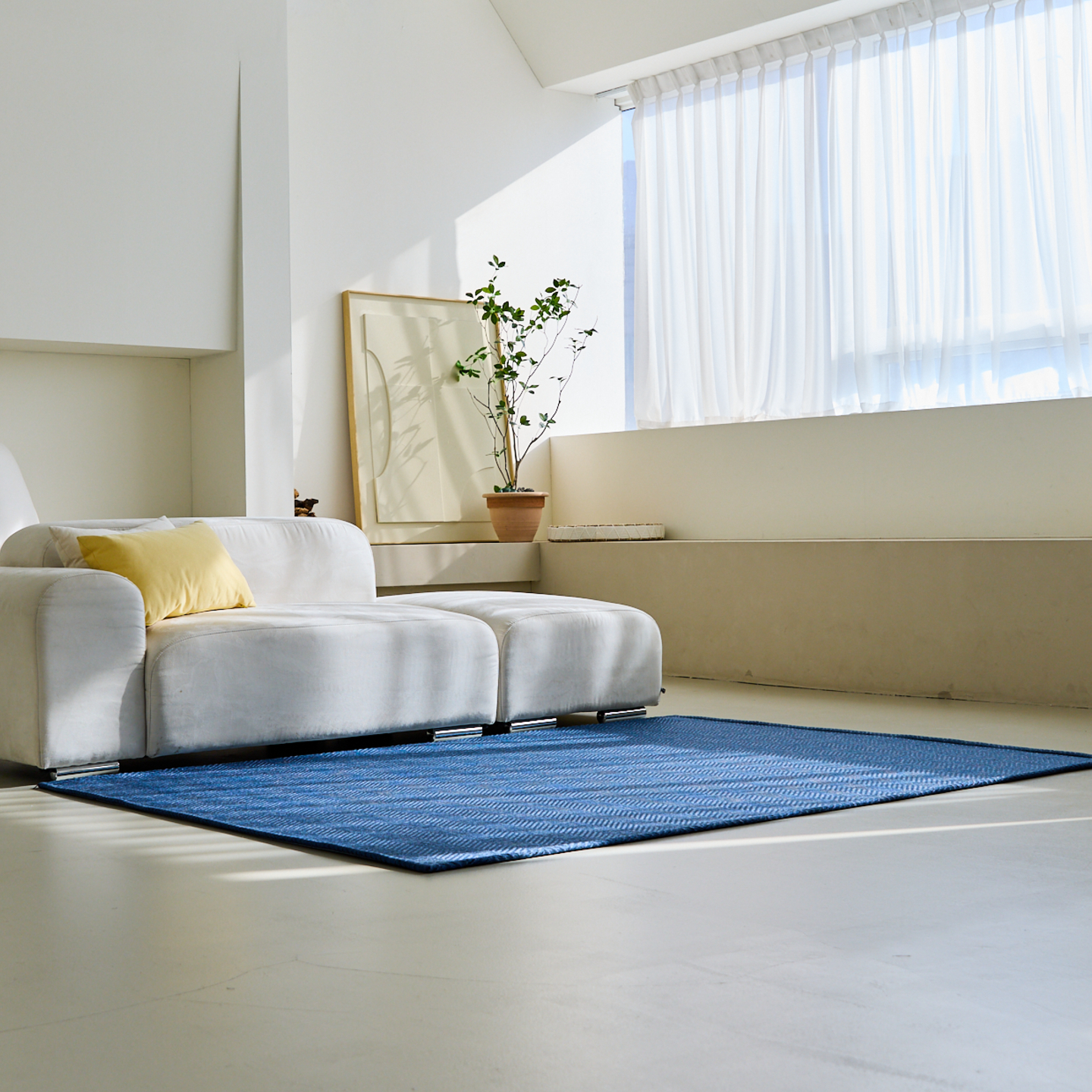 네추럴 방수러그 사이잘룩 대형 거실 식탁 카페트 헤링본 네이비, 사각형 200x300