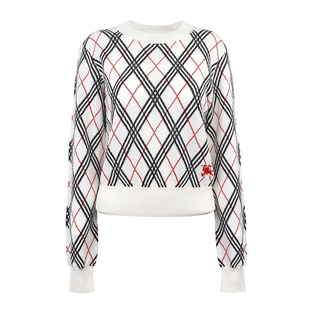 버버리 여성 아가일 체크 크롭 니트 8111468 A3282 - 상품 이미지