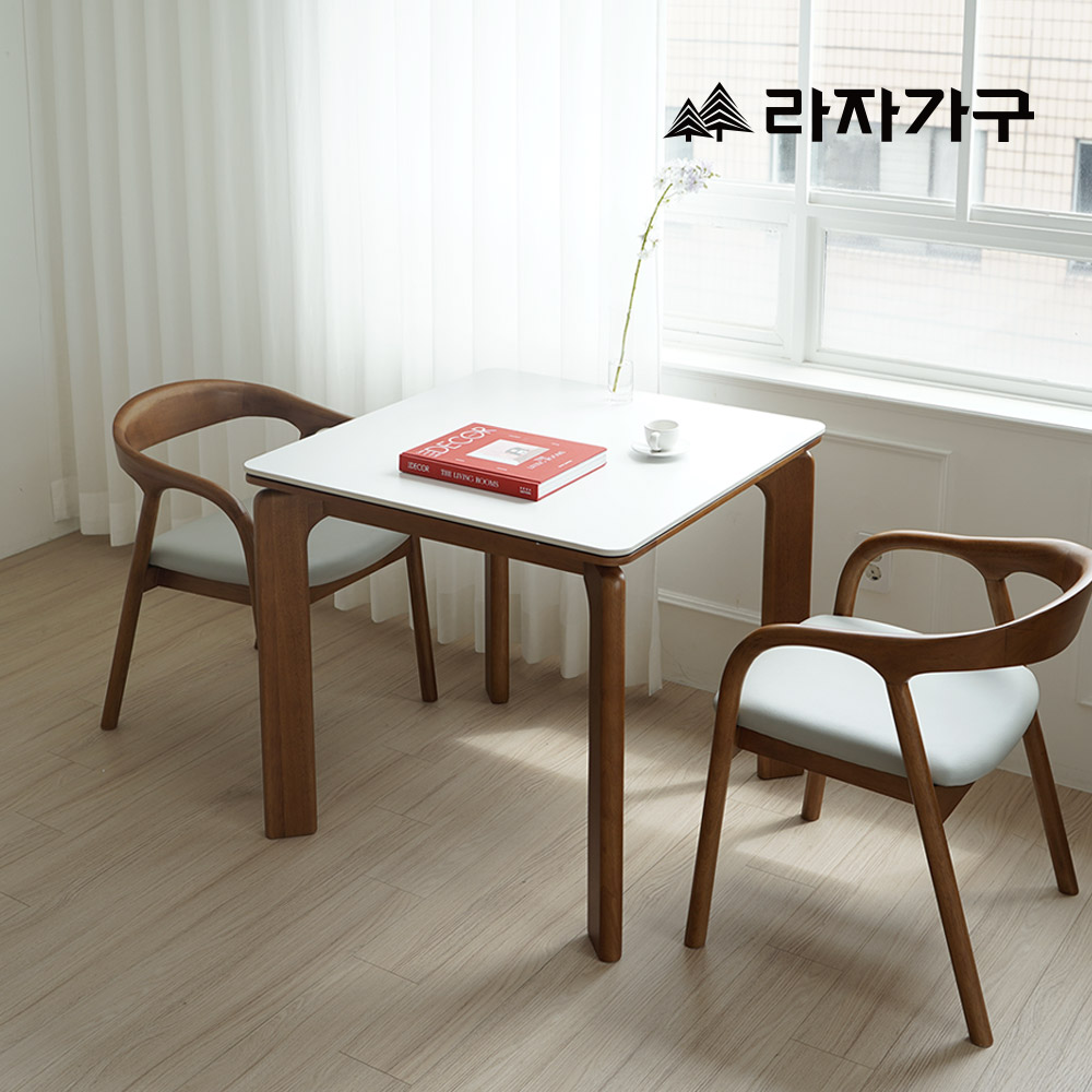 라자가구 에이든 SE0 포세린 세라믹 원목 2인 4인 6인 거실 식탁세트 식탁+의자2, 800mm, 돌로미아세라믹+월넛프레임 - 상세 이미지 2