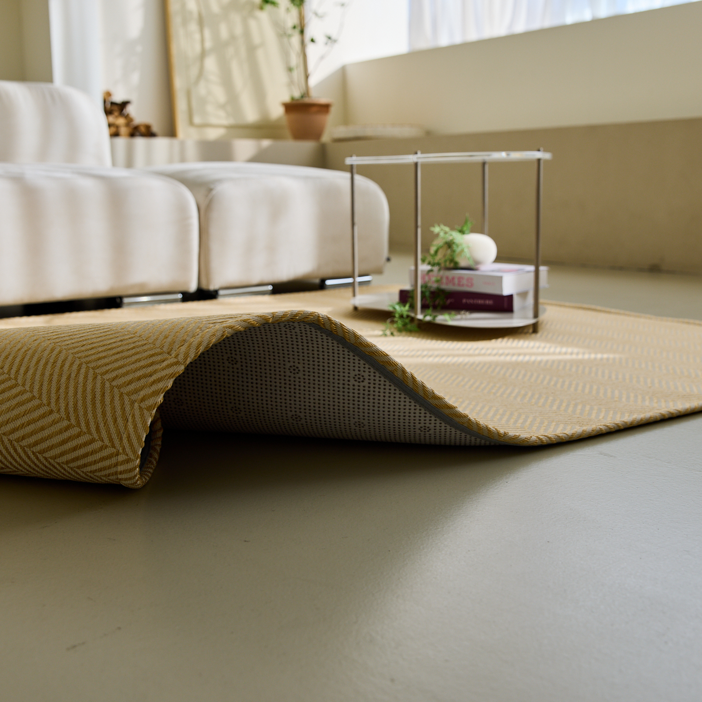 네추럴 방수러그 사이잘룩 대형 거실 식탁 카페트 헤링본 골드베이지, 사각형200x300