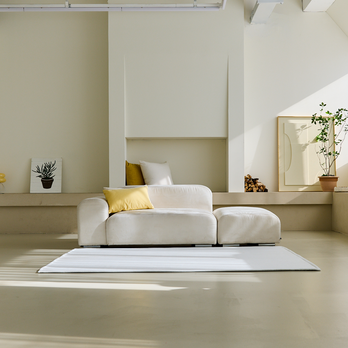 네추럴 방수러그 사이잘룩 대형 거실 식탁 카페트 플랫위브 화이트, 사각형 200x300