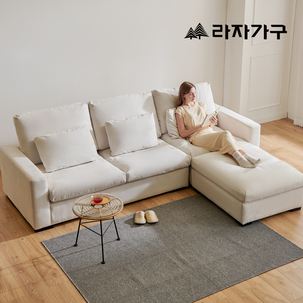 라자가구 블로썸 구스 아쿠아텍스 워셔블 모듈 푹신한 이지클린 예쁜 패브릭 소파 4인용