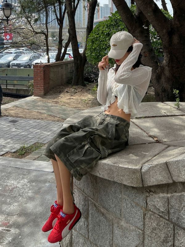 여성 밀리터리 와이드 통바지 카모플라쥬 작업바지 팬츠 군복 스트릿 힙합 하이웨스트 조거 사진 색상 S - 상세 이미지 2