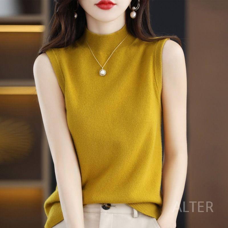 폴라 통기성 이너 모던 빅사이즈 패션 민소매 루즈핏 데일리 여성 티셔츠 베이지 S - 상세 이미지 2
