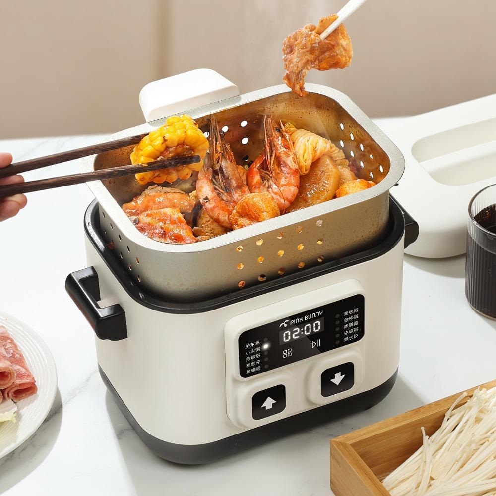 1인 혼밥 필수 다용도 만능 조리기구 원터치 리프팅 전골 찜기 조리기 전골 샤브샤브 마라탕 전기냄비 - 상세 이미지 2