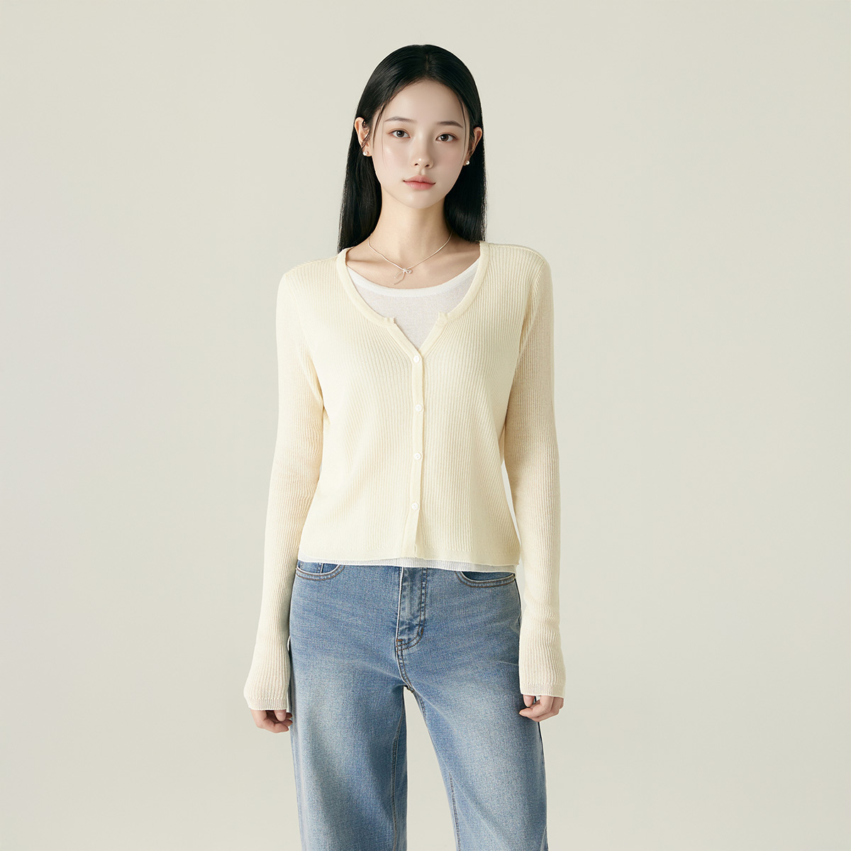 로엠 긴팔 레이어드 가디건 RMCKF38RT2 - 상세 이미지 2