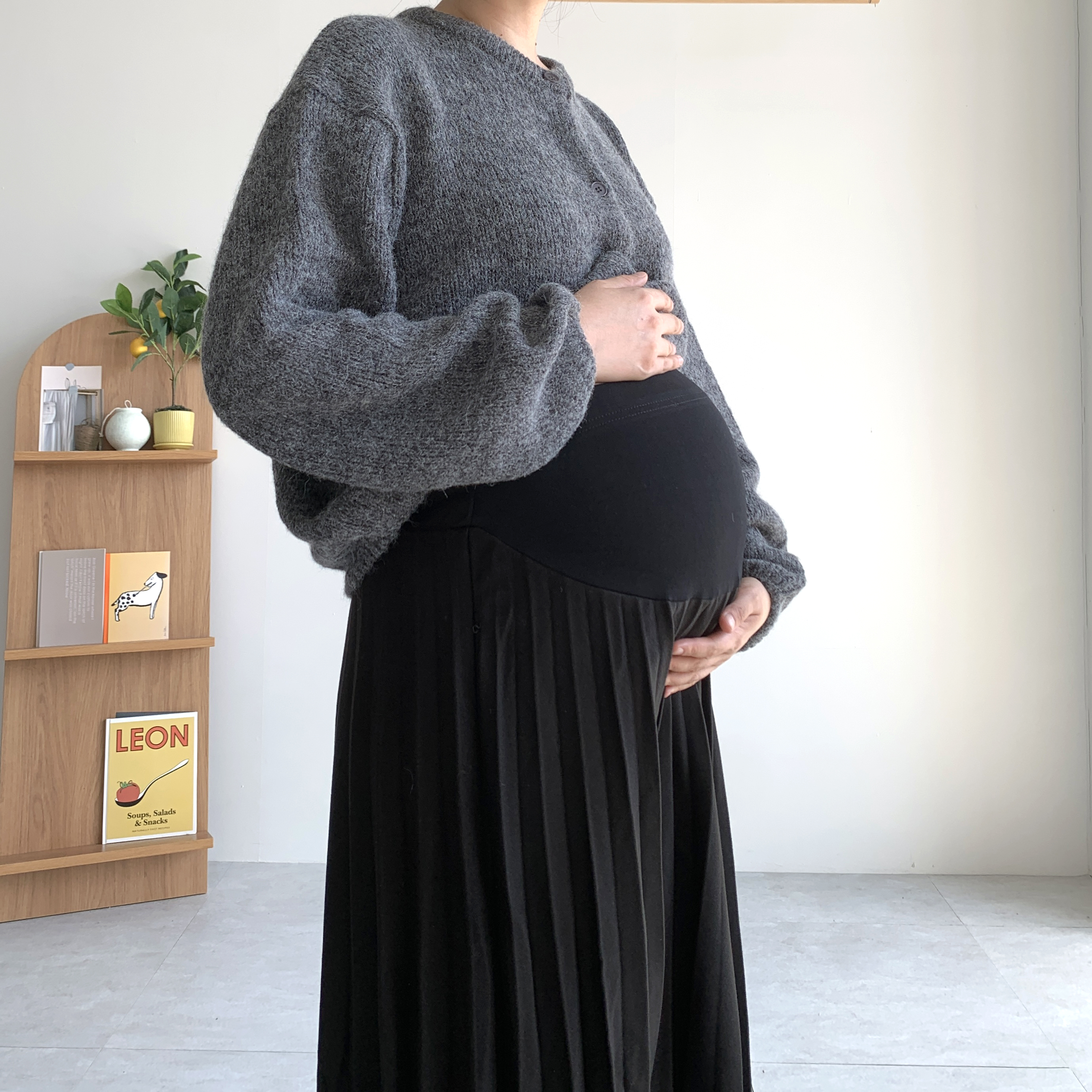 모직 주름 플리츠 임산부치마 임산부스커트 - 상세 이미지 4