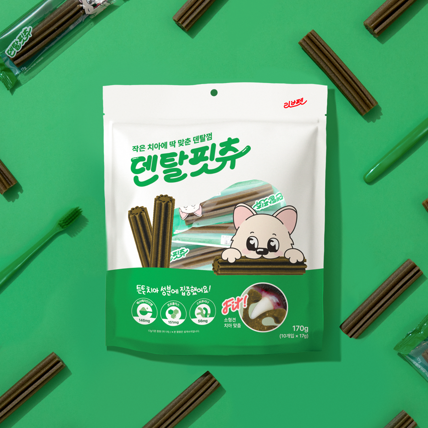 리브펫 덴탈핏츄 강아지껌 덴탈 치석제거 양치껌 170g, 1개